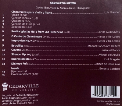 Serenata Latina - Back Cover